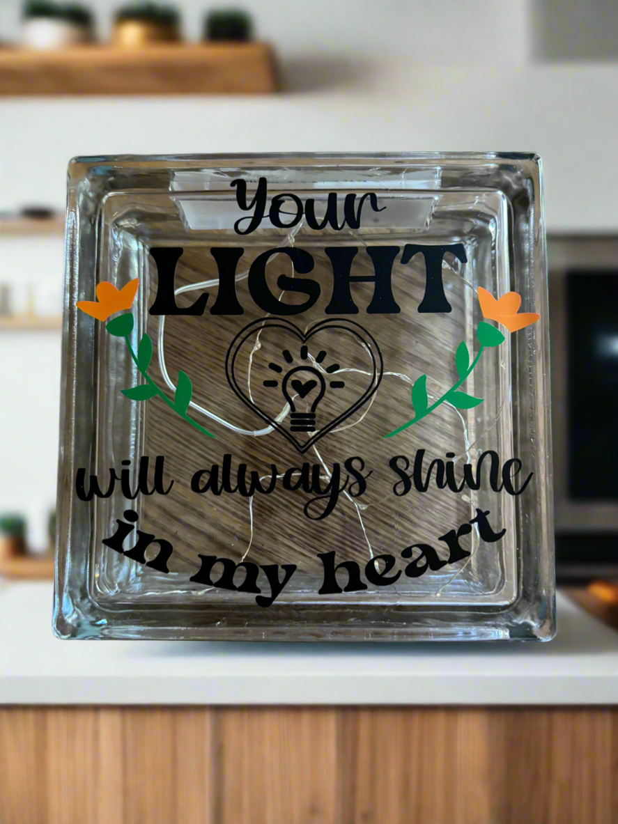 Elegant Heavy Glass Brick Decor with Fairy Lights
