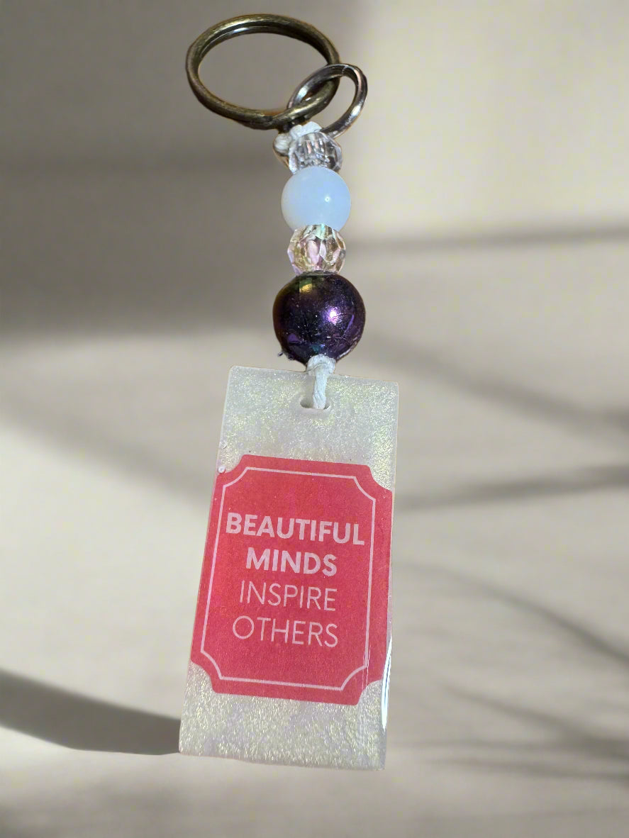 Motivational Resin Keychain with Beads