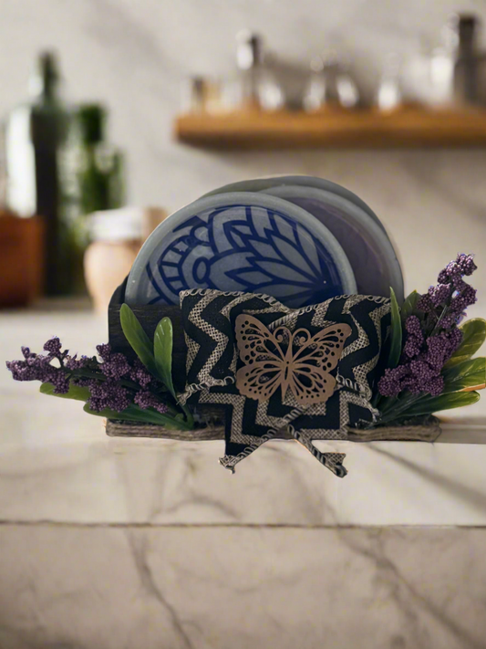 Mandala Resin Coaster Set with Holder 4 Piece