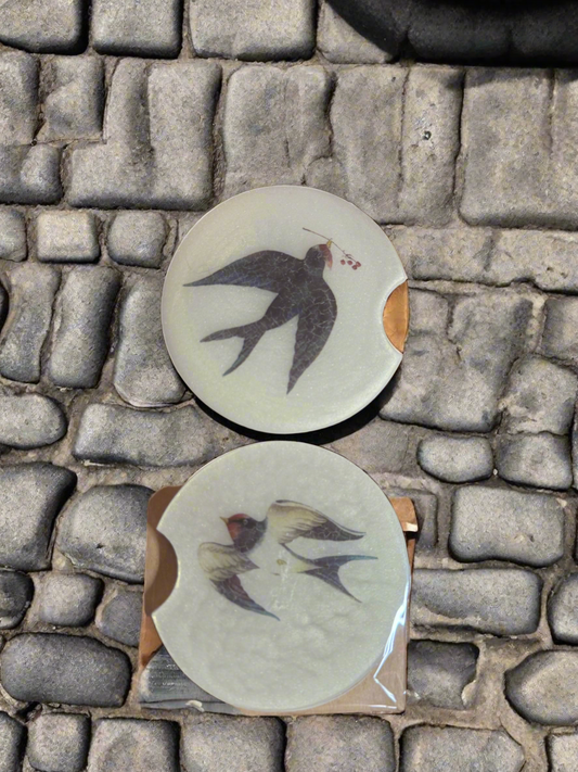 Handcrafted Resin Car Coaster - 2 pack Love Birds