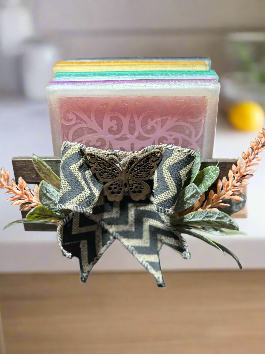 Mandala Resin Coaster Set 4 Piece with Holder