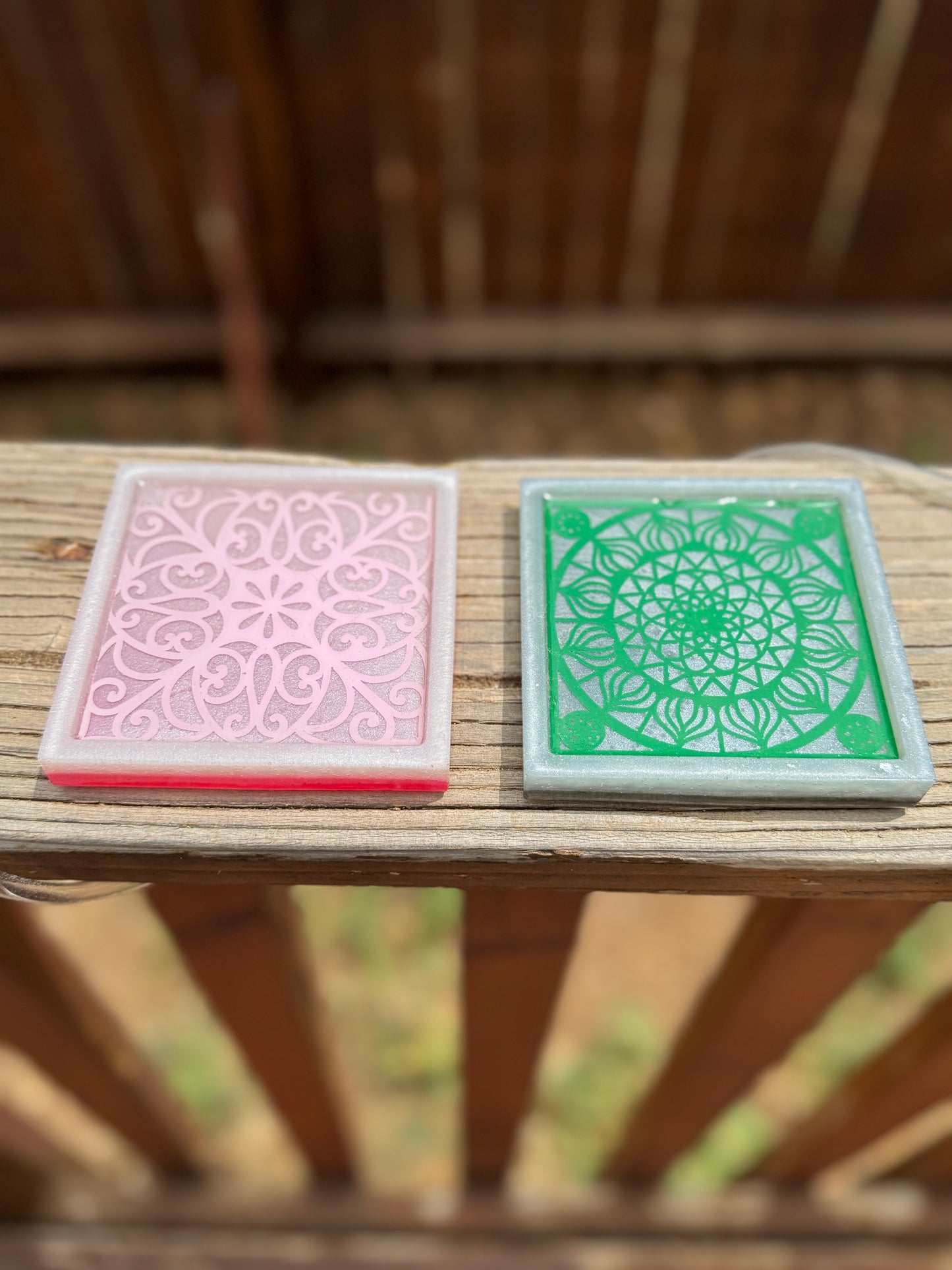 Mandala Resin Coaster Set 4 Piece with Holder