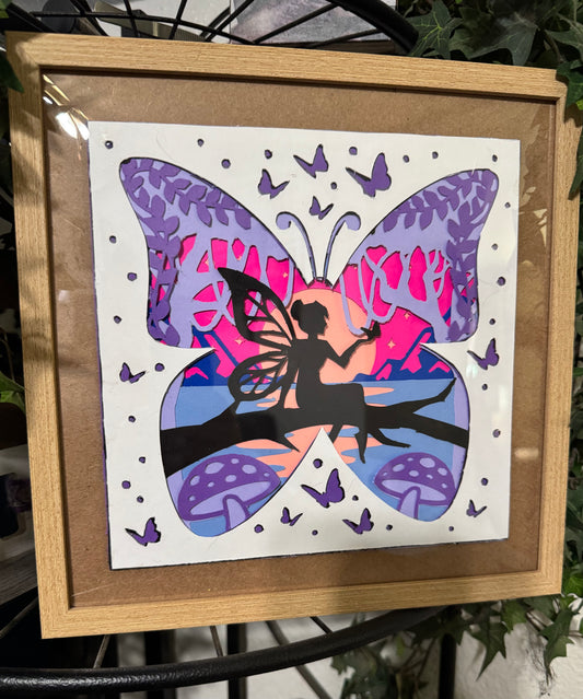 "Fairy in the Sunset" Layered 3D Cardstock Art