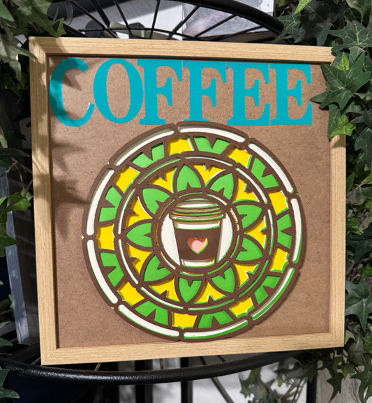 "Coffee Mandala" Layered 3D Cardstock Art