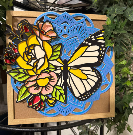 "Mandala Butterfly" Layered 3D Cardstock Art
