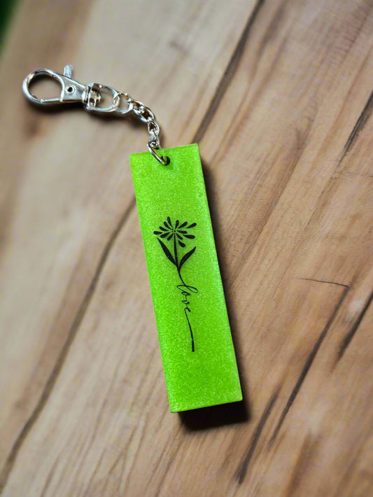 Resin Floral Keychain: "Love"
