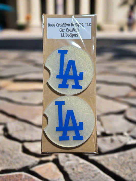 Handcrafted Resin Car Coasters - 2 pack "LA Dodgers"