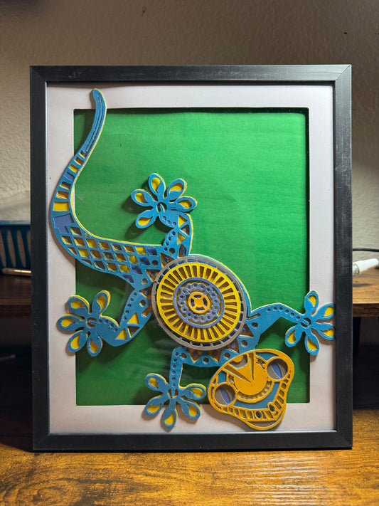 "Gecko Lizard" Handcrafted Layered 3D Cardstock Art