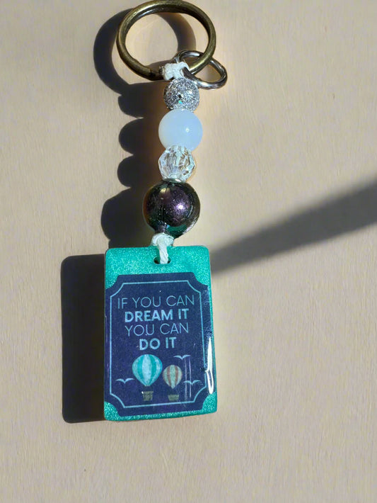 Motivational Resin Keychain With Beads