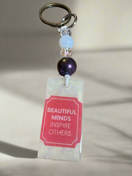 Motivational Resin Keychain with Beads