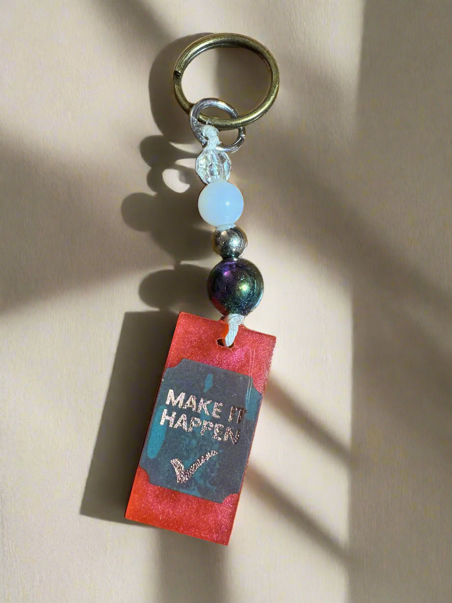 Motivational Resin Keychain With Beads