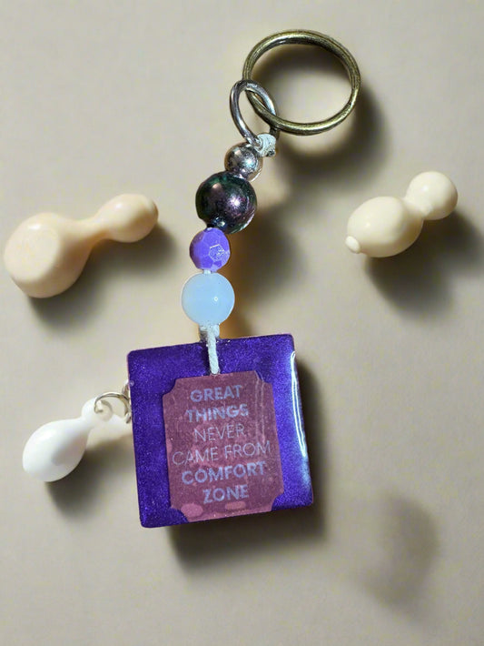 Motivational Resin Keychain With Beads