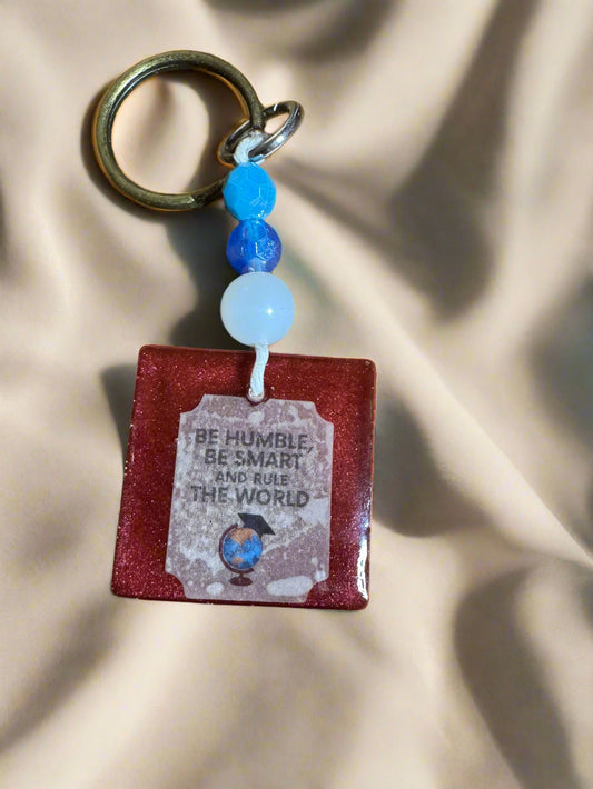 Motivational Resin Keychain With Beads