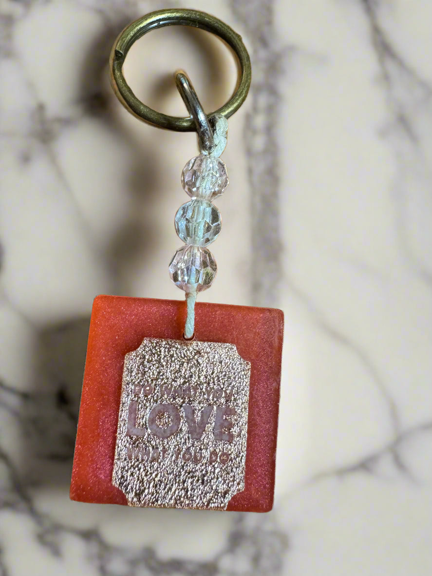 Motivational Resin Keychains with Beads