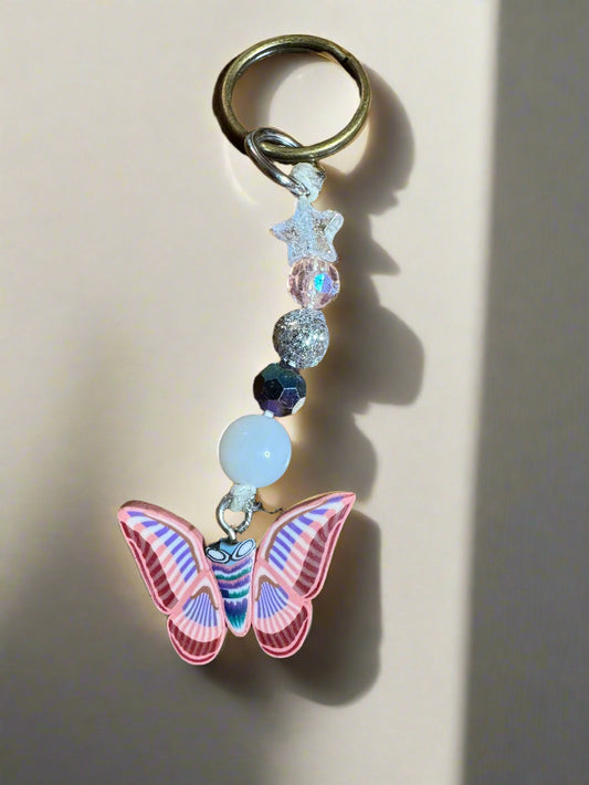 Butterfly Keychain With Beads (Non Resin)