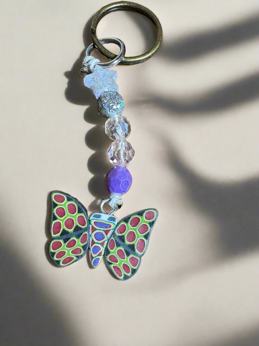 Butterfly Keychain with Beads (Non Resin)