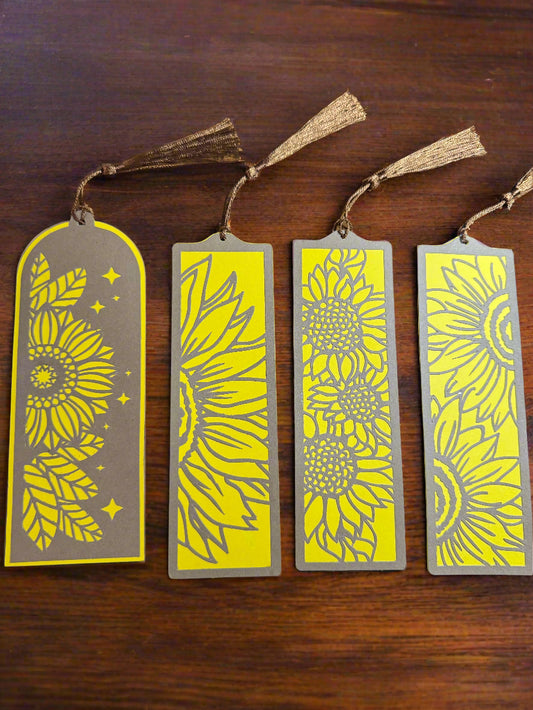 Handmade Cardstock Bookmark, Sunflower Stylish, Durable & Gift-Ready
