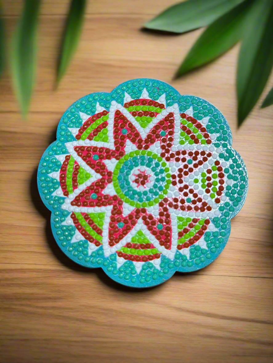 4-Piece Mandala Coaster Set, Diamond Painting