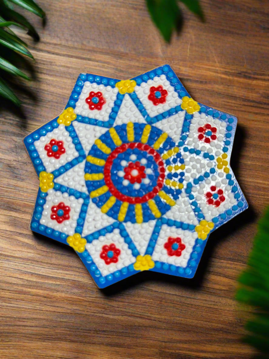 4-Piece Mandala Coaster Set, Diamond Painting