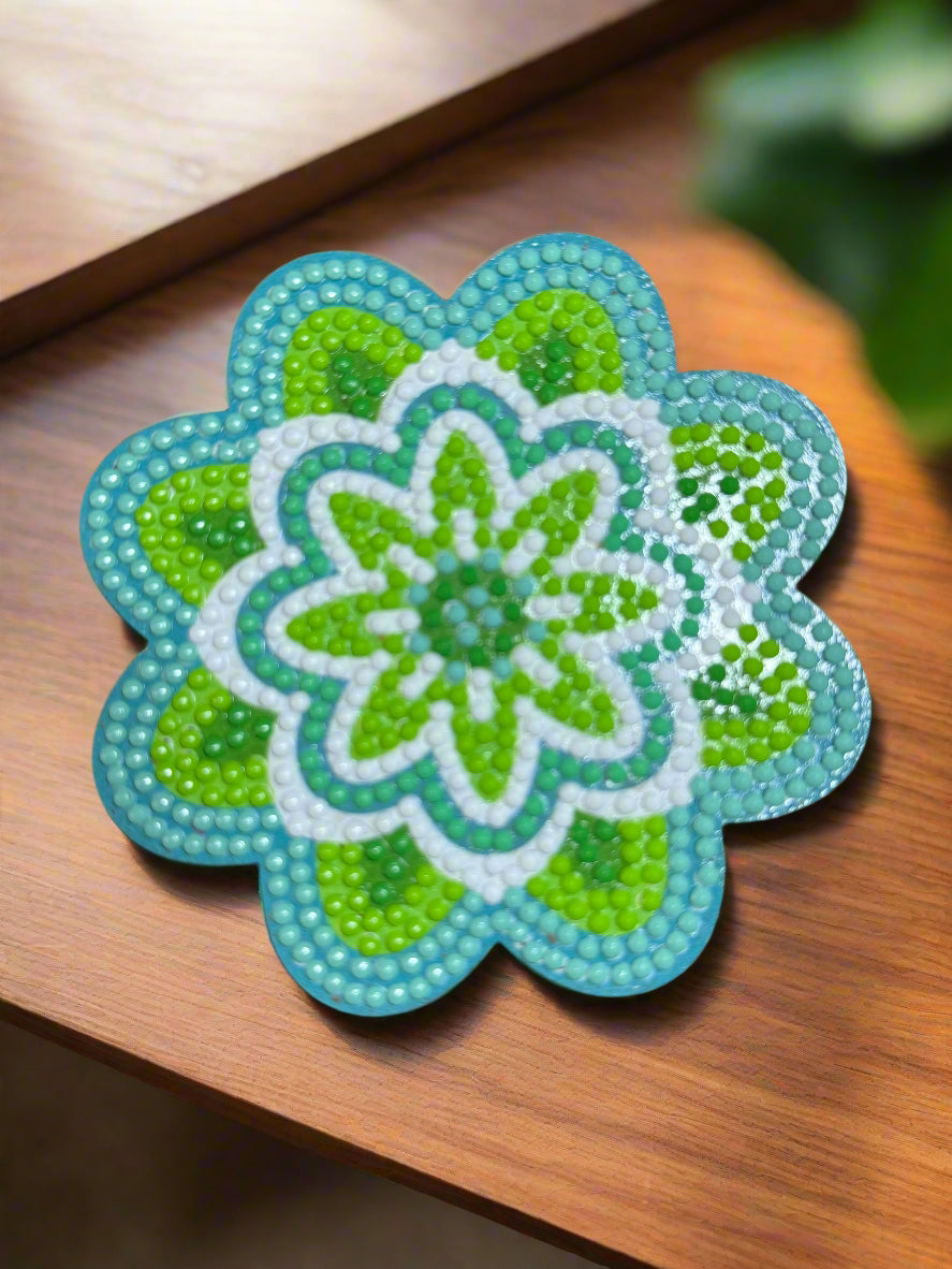 4-Piece Mandala Coaster Set, Diamond Painting