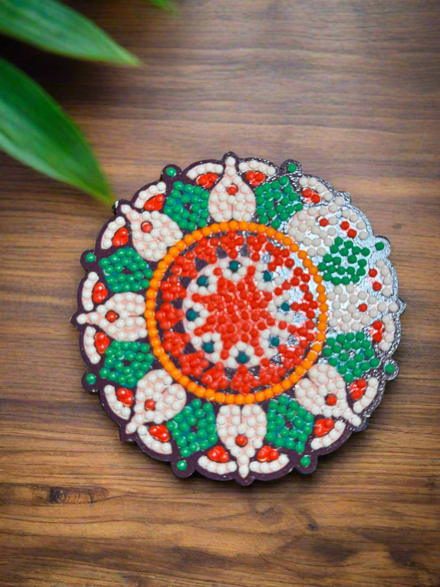 4-Piece Mandala Coaster Set, Diamond Painting